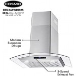 668WRCS75 Wall Mount Range Hood with Ducted Exhaust Vent, 3 Speed Fan, Soft Touch Controls, Tempered Glass, Permanent Filters in Stainless Steel, 30 inches