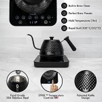 Gooseneck Electric Kettle, Variable Temperature Control & Presets, Pour Over Coffee & Tea Kettle, Stainless Steel Electric Pour Over Kettle, Rapid Heating, Black Tea Kettle, Glass Base