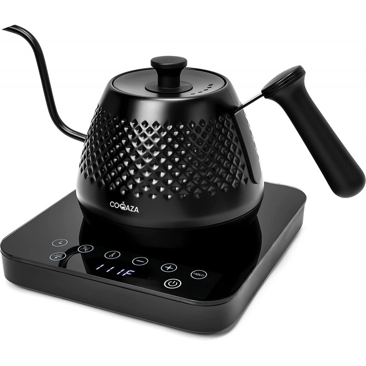 Gooseneck Electric Kettle, Variable Temperature Control & Presets, Pour Over Coffee & Tea Kettle, Stainless Steel Electric Pour Over Kettle, Rapid Heating, Black Tea Kettle, Glass Base