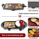 Electric Grill Hot Pot 2 in 1,Multifunctional Smokeless Grill Indoor Teppanyaki Grill/Shabu Shabu Pot with Divider - Separate Dual Temperature Contral, Non-Stick Pan BBQ Capacity for 2-12 People,110V