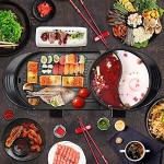 Electric Grill Hot Pot 2 in 1,Multifunctional Smokeless Grill Indoor Teppanyaki Grill/Shabu Shabu Pot with Divider - Separate Dual Temperature Contral, Non-Stick Pan BBQ Capacity for 2-12 People,110V